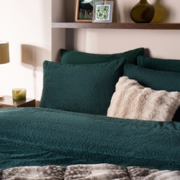 OHS Teddy Fleece Duvet Cover Set, Forest Green - Double - thumbnail 3