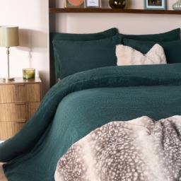 OHS Teddy Fleece Duvet Cover Set, Forest Green - Double - thumbnail 2