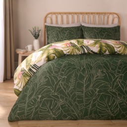 OHS Tropical Foliage Reversible Duvet Cover Set, Green - Superking - thumbnail 4