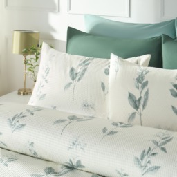 OHS Waffle Botanics Print Duvet Set, Green  - Superking - thumbnail 2