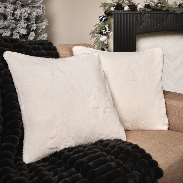 OHS Tufted Winter Tree Cushion Covers , 45 x 45 - Cream - image 1
