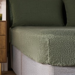 OHS Teddy Fleece Fitted Sheet, Woodland Green - Single - thumbnail 2