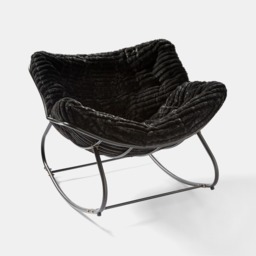 OHS Ribbed Faux Fur Rocking Chair - Black - thumbnail 2