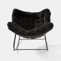 OHS Ribbed Faux Fur Rocking Chair - Black - thumbnail 3