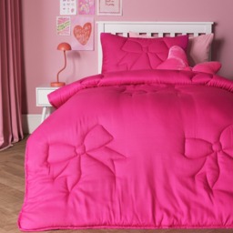 OHS Bows Quilted Coverless 7.5 Tog Duvet Set, Hot Pink - Single