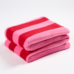 OHS Stripe Print Ultra Soft Throw - Pink/Red - thumbnail 2