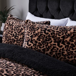 OHS Leopard Fleece Duvet Cover Set, Natural - Single - thumbnail 2