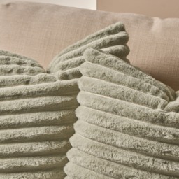 OHS 2 Pack Faux Fur Thick Ribbed Cushion Covers, 45 x 45cm - Sage - thumbnail 3