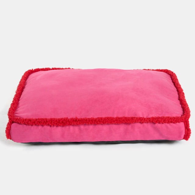 OHS Sherpa Binded Rectangle Pet Mat, Pink/Red - Large - image 1