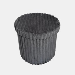OHS Faux Fur Ribbed Foldable Round Storage Ottoman - Charcoal - thumbnail 2