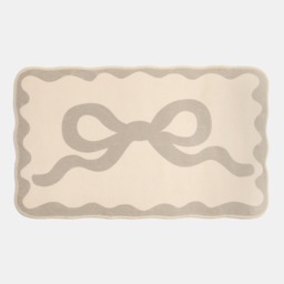 OHS Bow Print Velvet Bath Mat - Natural - thumbnail 3