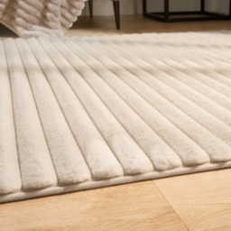 OHS Faux Fur Ribbed Rug, Natural - 160 x 230cm - thumbnail 5