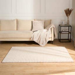OHS Faux Fur Ribbed Rug, Natural - 160 x 230cm - thumbnail 2