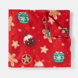 OHS Festive Christmas Treats Fleece Throw - Red - thumbnail 3