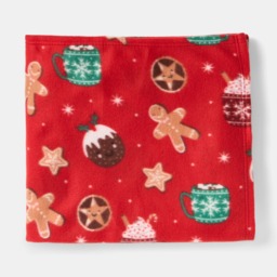 OHS Festive Christmas Treats Fleece Throw - Red - thumbnail 4