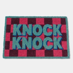 OHS Knock Knock Printed Coir Mat - Pink/Blue - thumbnail 3