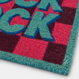 OHS Knock Knock Printed Coir Mat - Pink/Blue - thumbnail 4