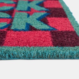 OHS Knock Knock Printed Coir Mat - Pink/Blue - thumbnail 5