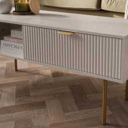 OHS Ribbed Coffee Table With Drawer -  White - thumbnail 2