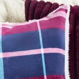 OHS Winsford Check Cushion Covers, Burgundy - 45 x 45cm - thumbnail 2