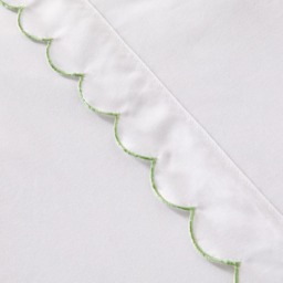 OHS Scallop Edge Contrast Duvet Cover Set, White/Sage - Single - thumbnail 4