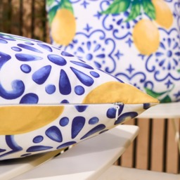 OHS Indoor/Outdoor Lemon Print Cushion Covers, Blue/White - 45 x 45cm - thumbnail 3