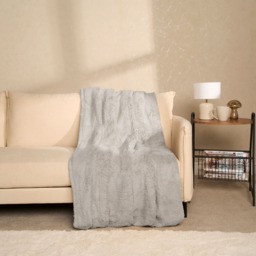 OHS Teddy Fleece Blanket Soft Throw Over Bed, Silver Grey - 150 x 200cm - thumbnail 2