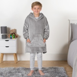OHS Kids Novelty Shark Tooth Hoodie Blanket - Grey - thumbnail 2