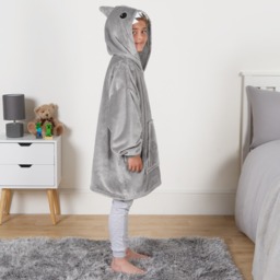 OHS Kids Novelty Shark Tooth Hoodie Blanket - Grey - thumbnail 4