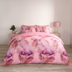 OHS Marble Print Duvet Set, Blush Pink - Double