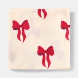 OHS Bow Print Fleece Throw - Cream/Red - thumbnail 5