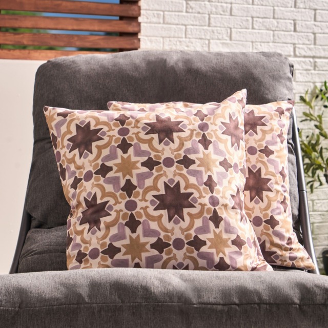 OHS Indoor/Outdoor Tile Print Cushion Covers, Natural - 45 x 45cm - image 1