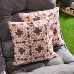 OHS Indoor/Outdoor Tile Print Cushion Covers, Natural - 45 x 45cm - thumbnail 2