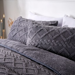 OHS Coverless Cable Knit 10.5 Tog Duvet Set, Grey - Double - thumbnail 2
