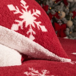 OHS Snowflake Teddy Duvet Set, Red - Double - thumbnail 5