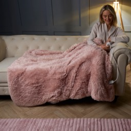 OHS Heated Fluffy Electric Blanket - Blush - thumbnail 1