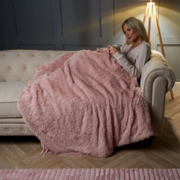 OHS Heated Fluffy Electric Blanket - Blush - thumbnail 3