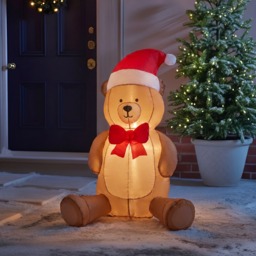 OHS Indoor/Outdoor Inflatable Christmas Bear Decoration - Brown