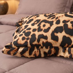 OHS Leopard Print Frill Edge Bolster Pillow - Natural - thumbnail 2
