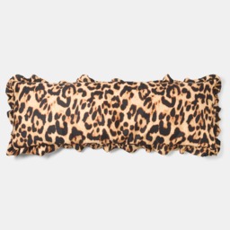 OHS Leopard Print Frill Edge Bolster Pillow - Natural - thumbnail 3