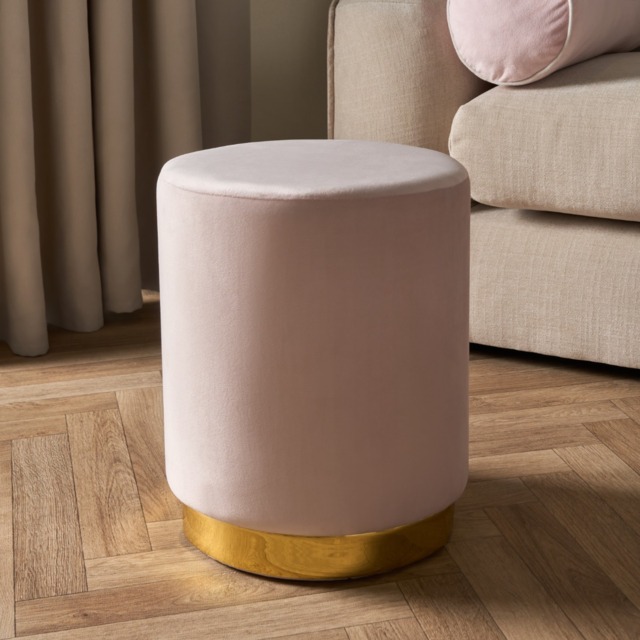 OHS Matte Velvet Golden Band Stool - Blush - image 1
