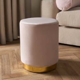 OHS Matte Velvet Golden Band Stool - Blush - thumbnail 1