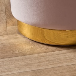 OHS Matte Velvet Golden Band Stool - Blush - thumbnail 3