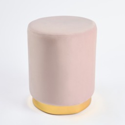 OHS Matte Velvet Golden Band Stool - Blush - thumbnail 4