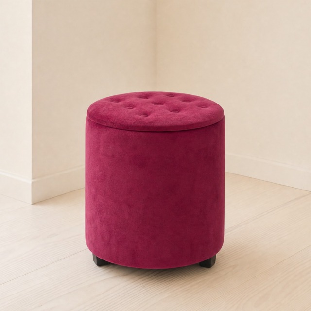 OHS Matte Velvet Ottoman - Dark Berry - image 1