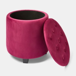OHS Matte Velvet Ottoman - Dark Berry - thumbnail 3