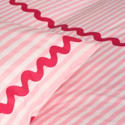 OHS Wave Border Stripe Print Duvet Set, Pink - Double - thumbnail 3