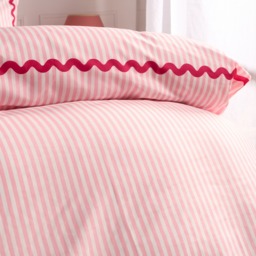 OHS Wave Border Stripe Print Duvet Set, Pink - Double - thumbnail 4