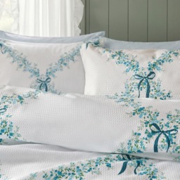 OHS Lattice Embossed Duvet Cover Set, Ivory - Double - thumbnail 2