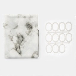 OHS Marble Shower Curtain - Grey/White - thumbnail 4